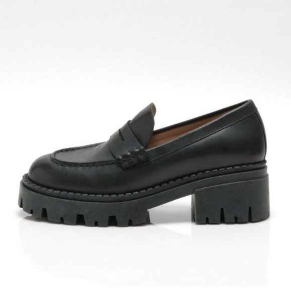 FREE PEOPLE Lyra Lug Sole Loafers / Deep Jade Leather Sizes 9.5/10 avail. - Picture 6 of 12